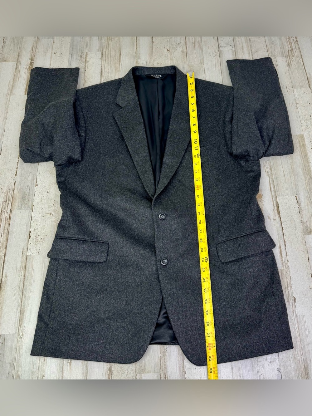 Jos. A. Bank 100% Cashmere 2B Blazer Sport Coat Mens 46R Charcoal Gray - Picture 5 of 11
